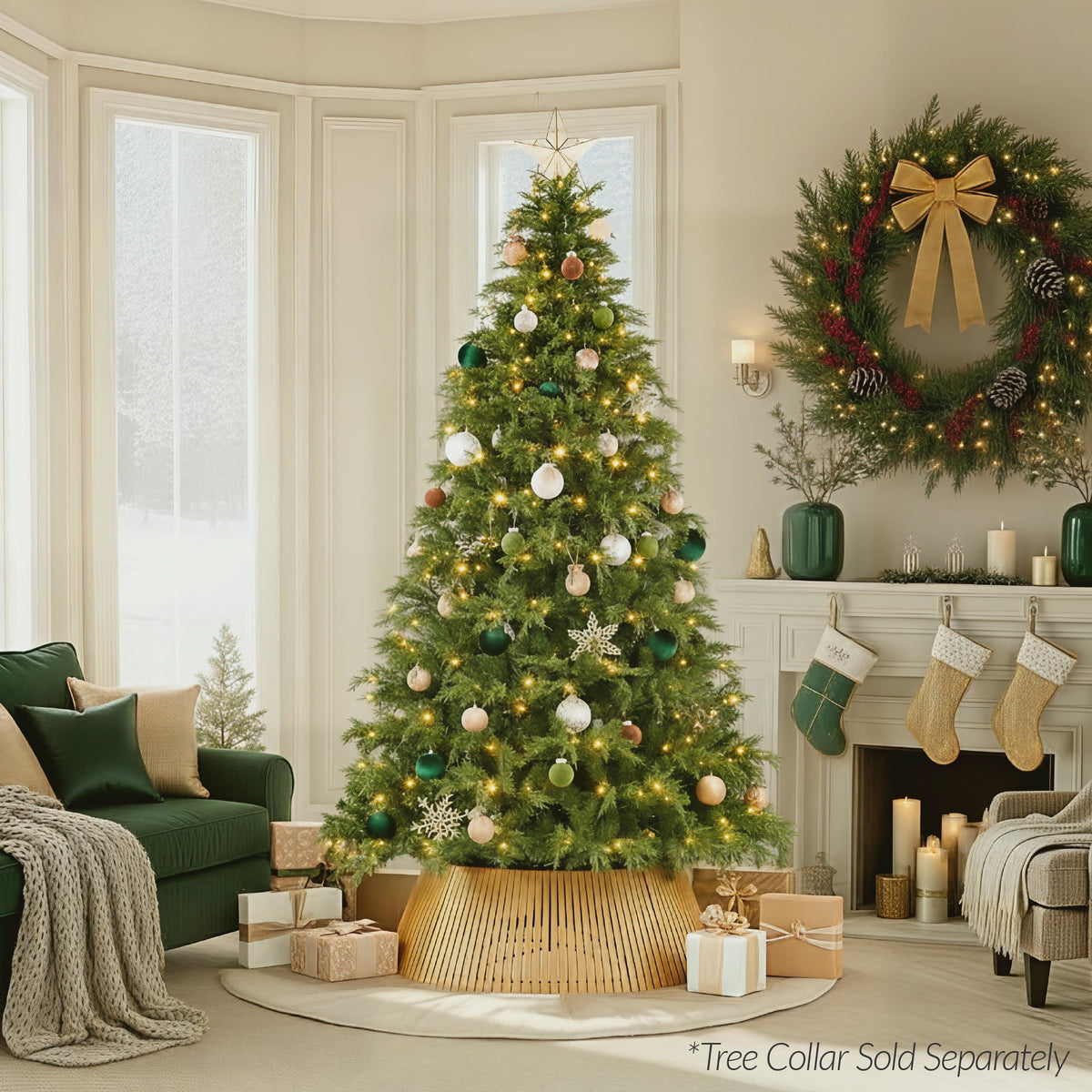 Best Choice Products Pre-Lit Cedar Cypress Christmas Tree w/Twinkling Lights, 6ft Holiday Decor, White & Multicolor LEDs