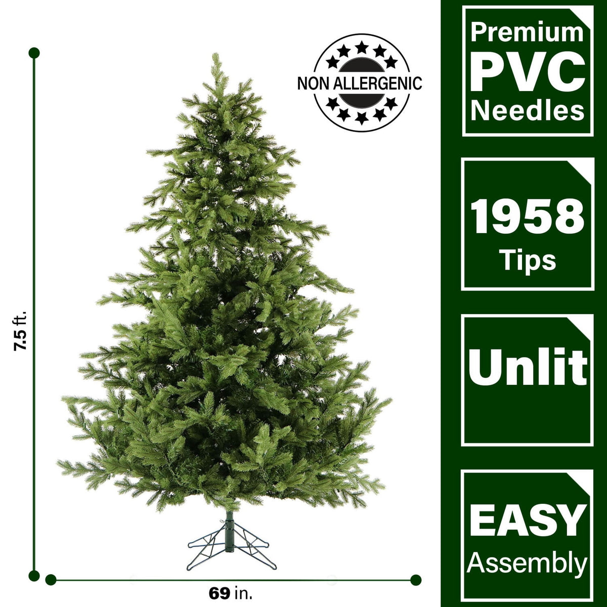 Fraser Hill Farm Woodside Pine 7.5 ft Christmas Tree, FFWS075-0GR