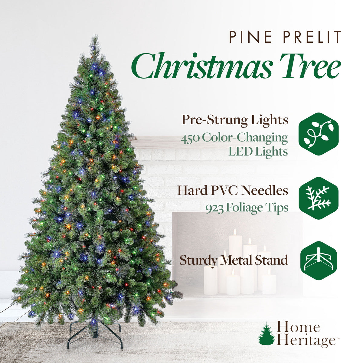 Home Heritage Metal Rotating Christmas Tree Stand for Trees Up to 7.5 ft