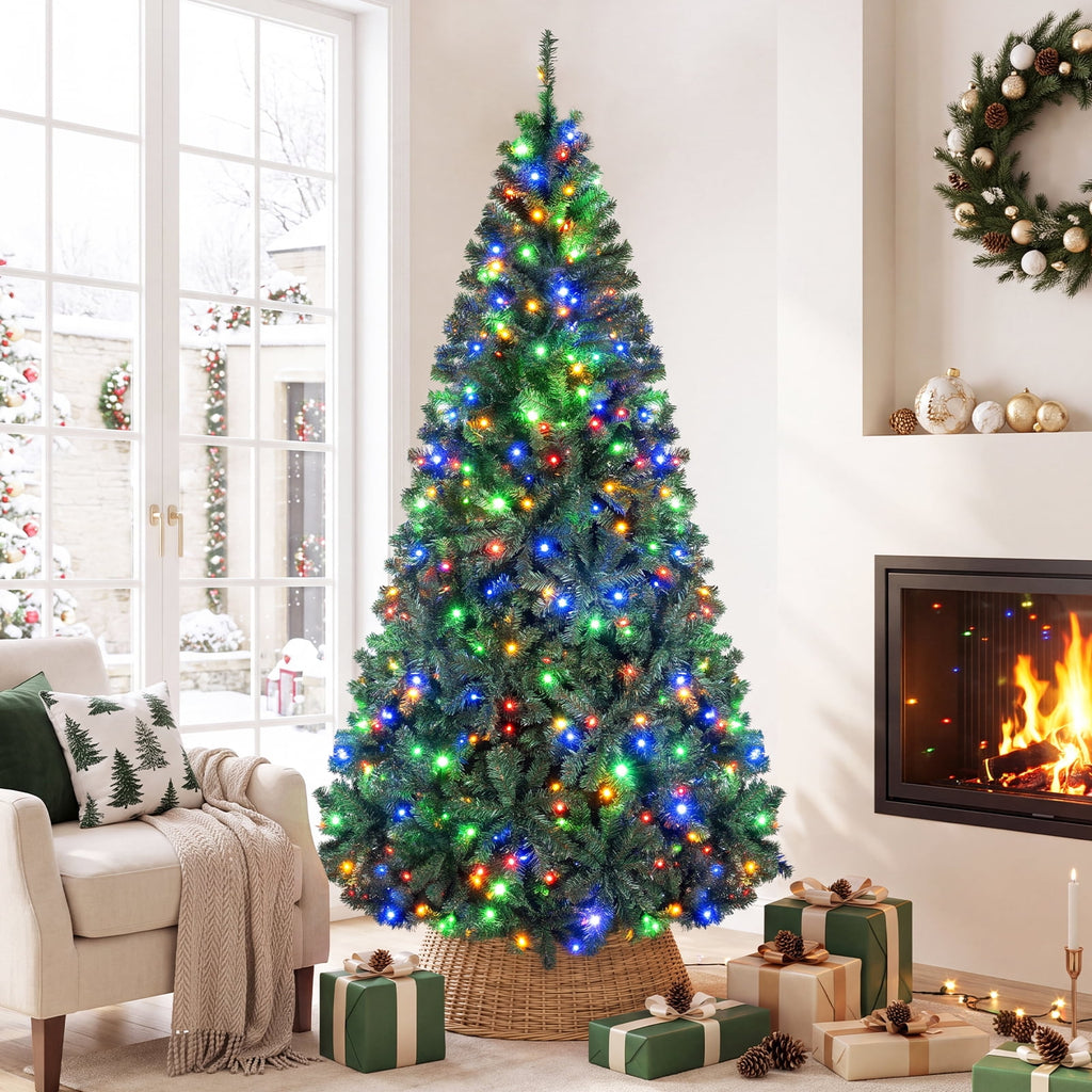 Costway 6Ft Pre-Lit Artificial Christmas Tree Hinged 350 LED Lights