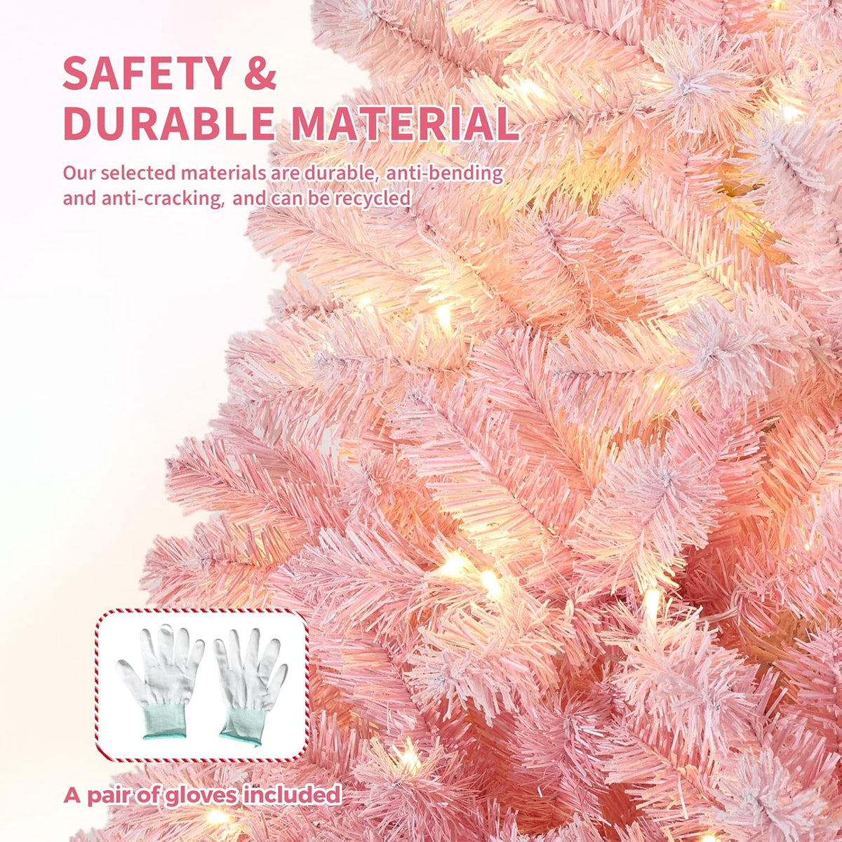 6FT Pre-Lit Snow Flocked Christmas Tree, Pink Gradient Design with 250 RGB & Warm White LED Lights, Sturdy Foldable Metal Stand for Living Room, Office & Holiday Display