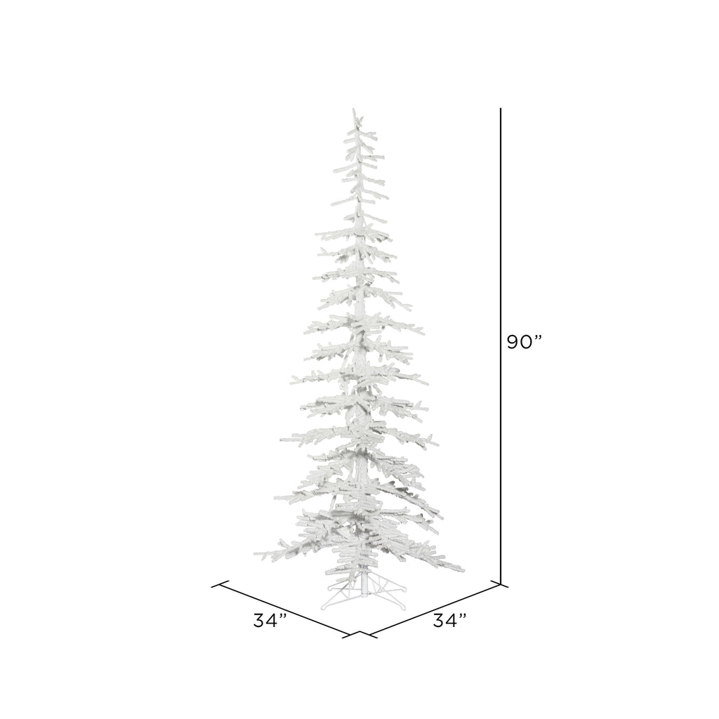 Vickerman 7.5' x 34" Flocked Kuna Pine Artificial Christmas Tree, Unlit