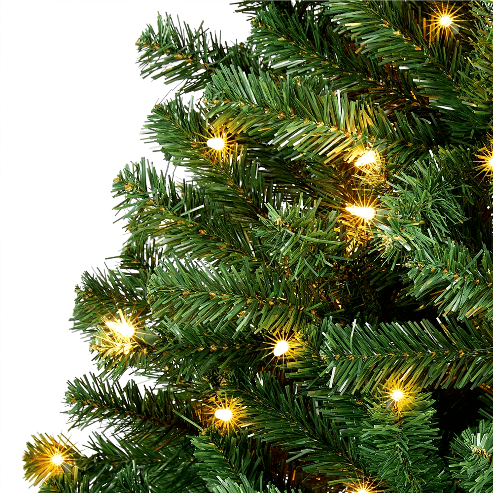 Alden Design 7.5ft Pre-Lit Fir Artificial Christmas Tree with Foldable Stand, White