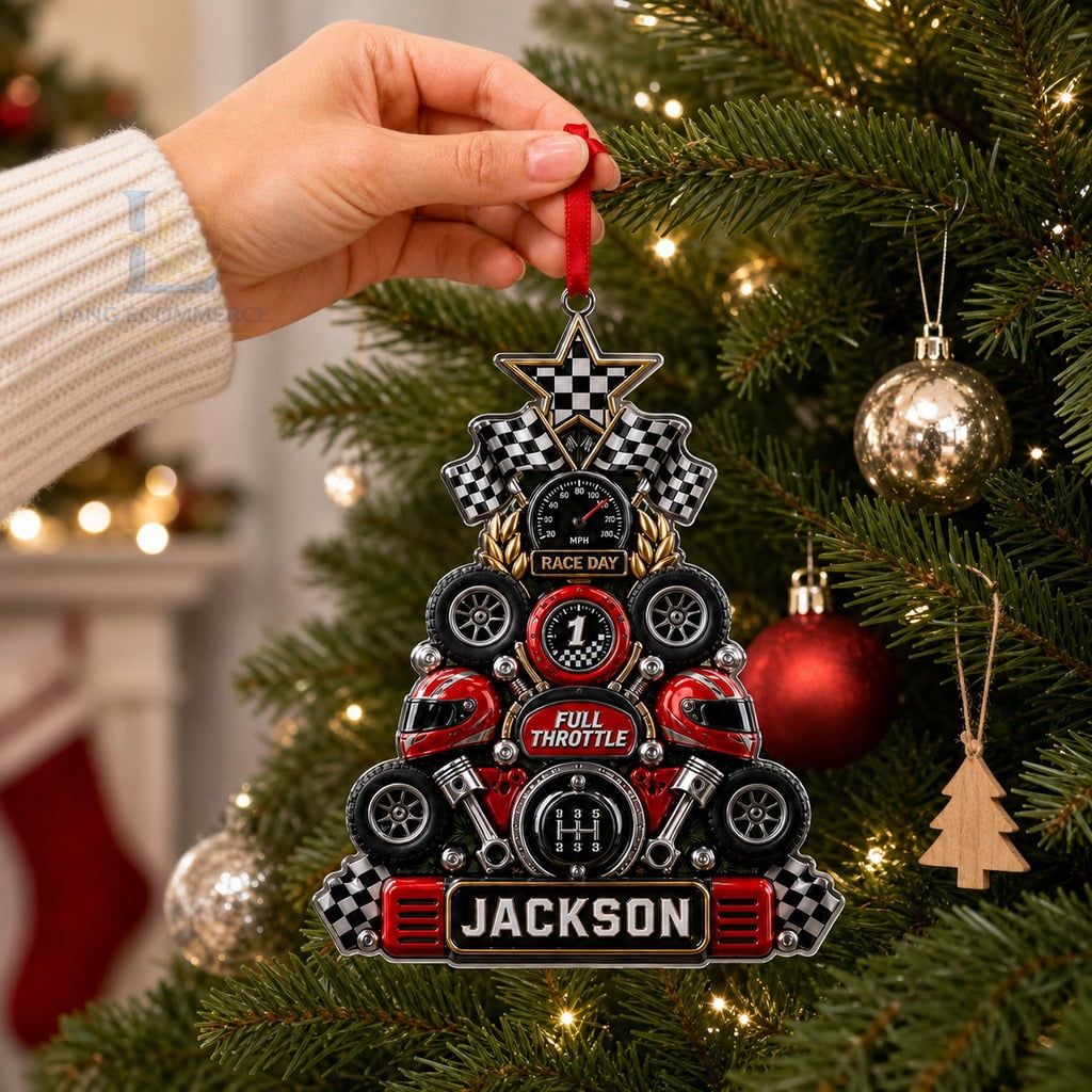Christmas Ornament Acrylic Auto Racing Personalized Tree Hanging for Race Fans