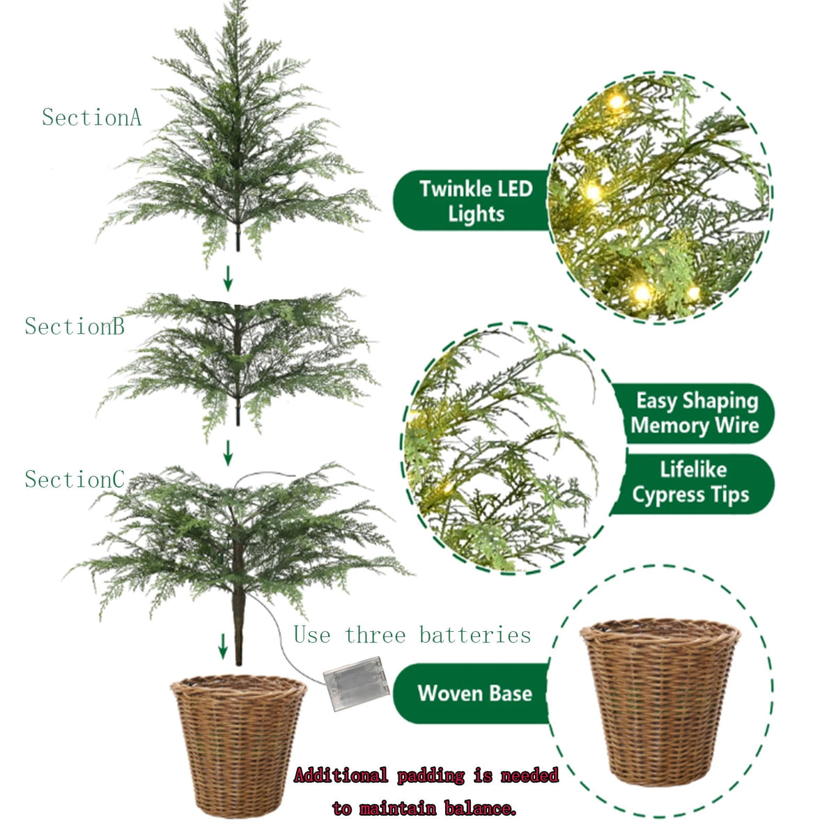 4FT Lifelike Touch Artificial Cedar Topiary Trees for Front Porch | Fake Christmas Trees, Faux Potted Plants, UV Resistant Fake Greenery, for Front Door Garden Outdoor Farmhouse Home Decoration